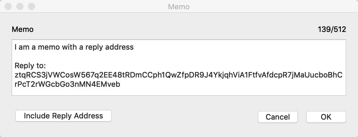 Memo reply to address